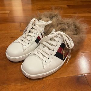 Gucci Ace Sneaker with Fur - WORN TWICE - Sz 6M/8W